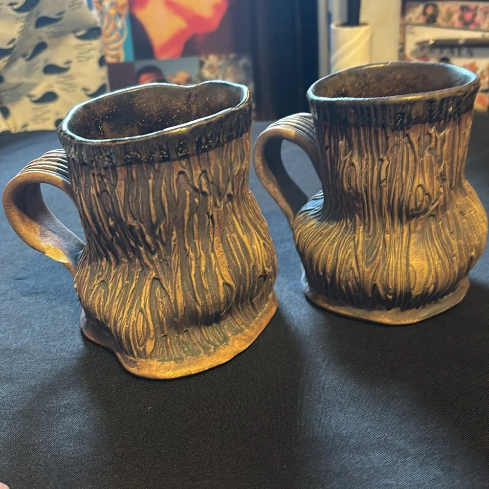Set of two Oregon stump cups handmade